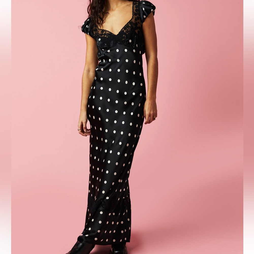 Free People Butterfly Babe Polka-Dot Midi-Dress